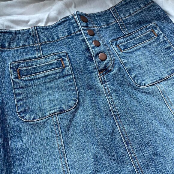 GAP Y2K Low Rise Trumpet Style Denim Midi Skirt - Picture 4 of 6